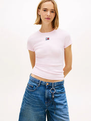T-SHIRT SLIM FIT A COSTE CON DISTINTIVO TOMMY