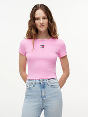 T-SHIRT SLIM FIT A COSTE CON DISTINTIVO TOMMY