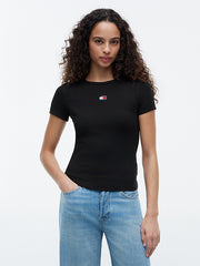 T-SHIRT SLIM FIT A COSTE CON DISTINTIVO TOMMY