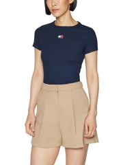 T-SHIRT SLIM FIT A COSTE CON DISTINTIVO TOMMY